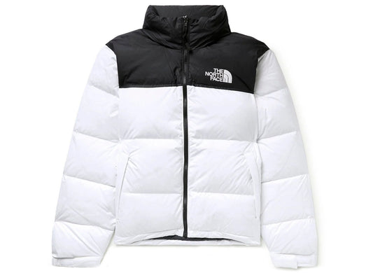 The North Face 1996 Retro Nuptse Jacket in White Dune and TNF Black, men's jacket