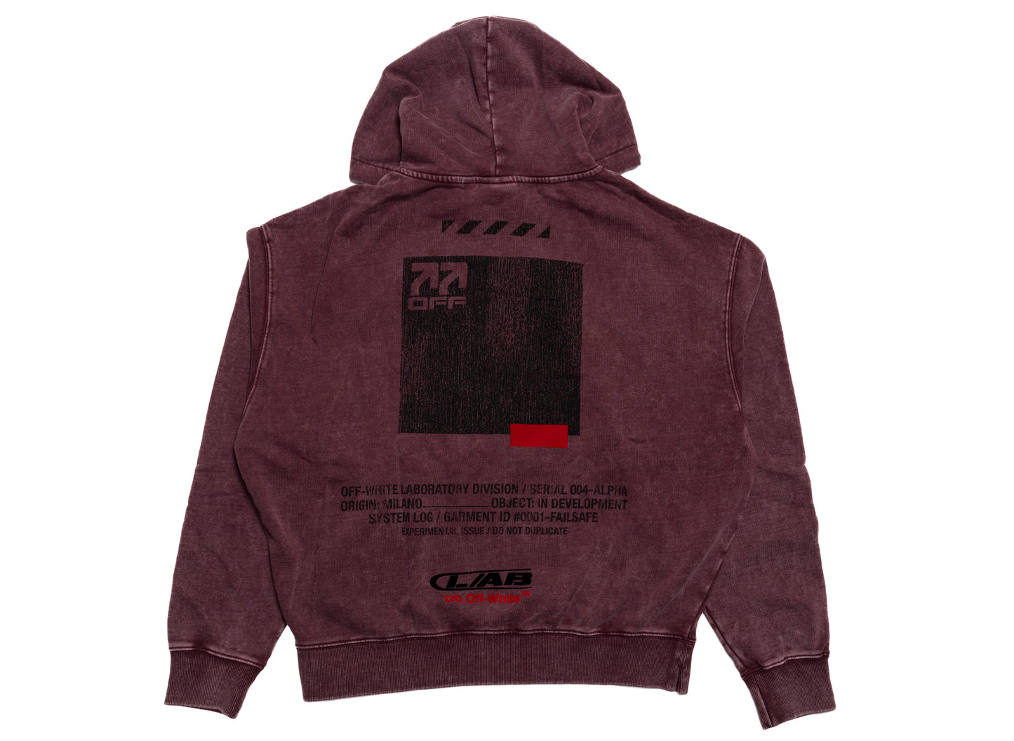 L/AB c/o Off-White™ Off Active Washed Full Zip Hoodie in Red Dahlia