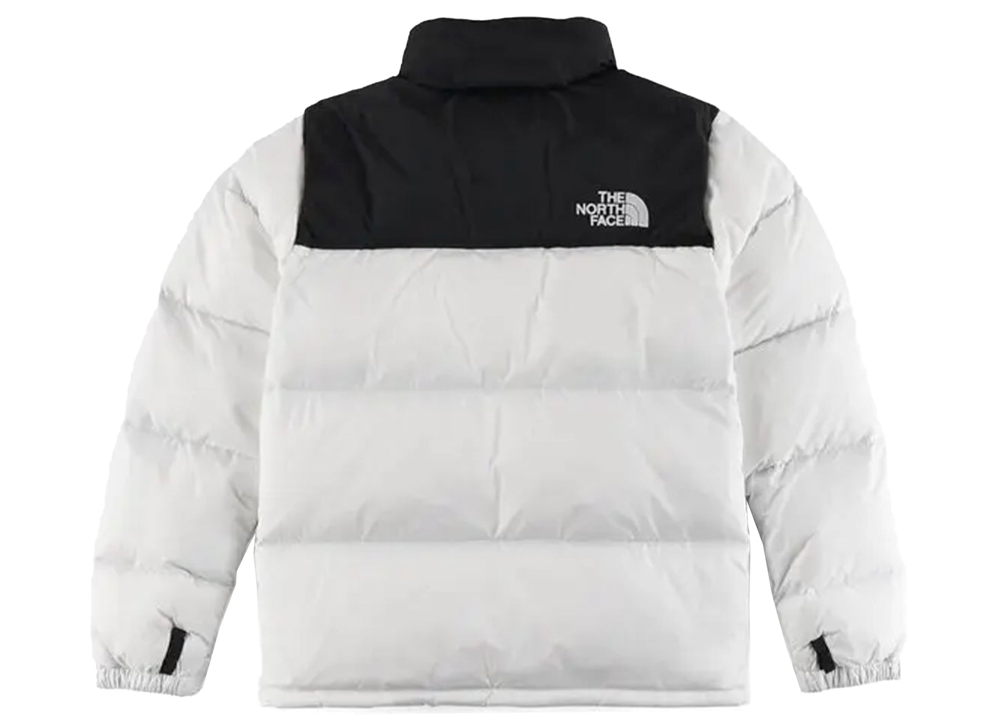 The North Face 1996 Retro Nuptse Jacket in White Dune and TNF Black, men's jacket, view 2
