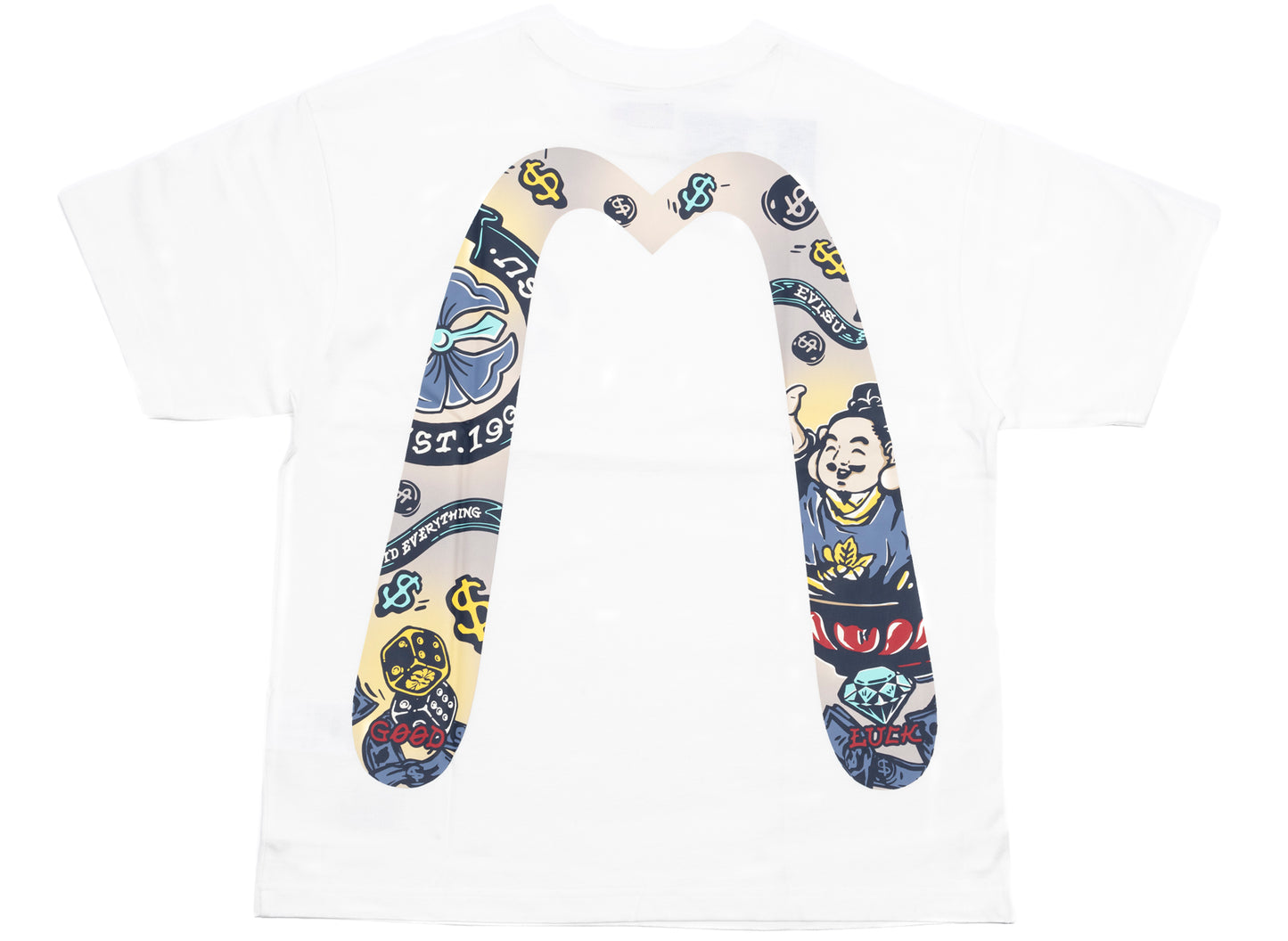 Camiseta Evisu Daicock estampada de manga corta en blanco