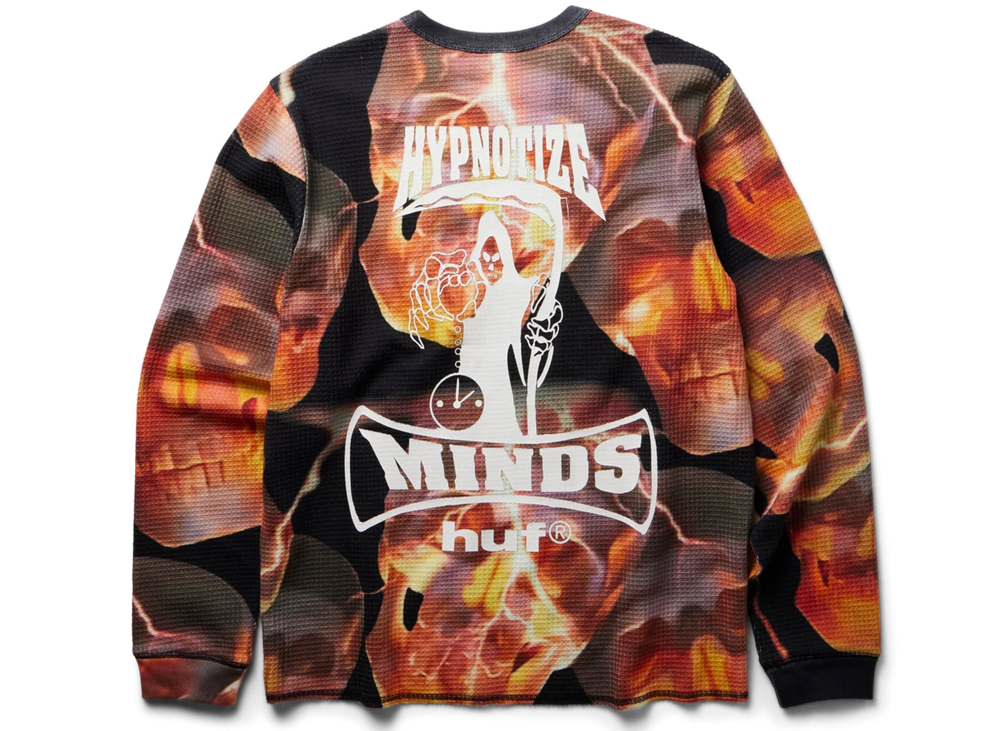 HUF x Three 6 Mafia Torched LS Thermal in Multi, back view