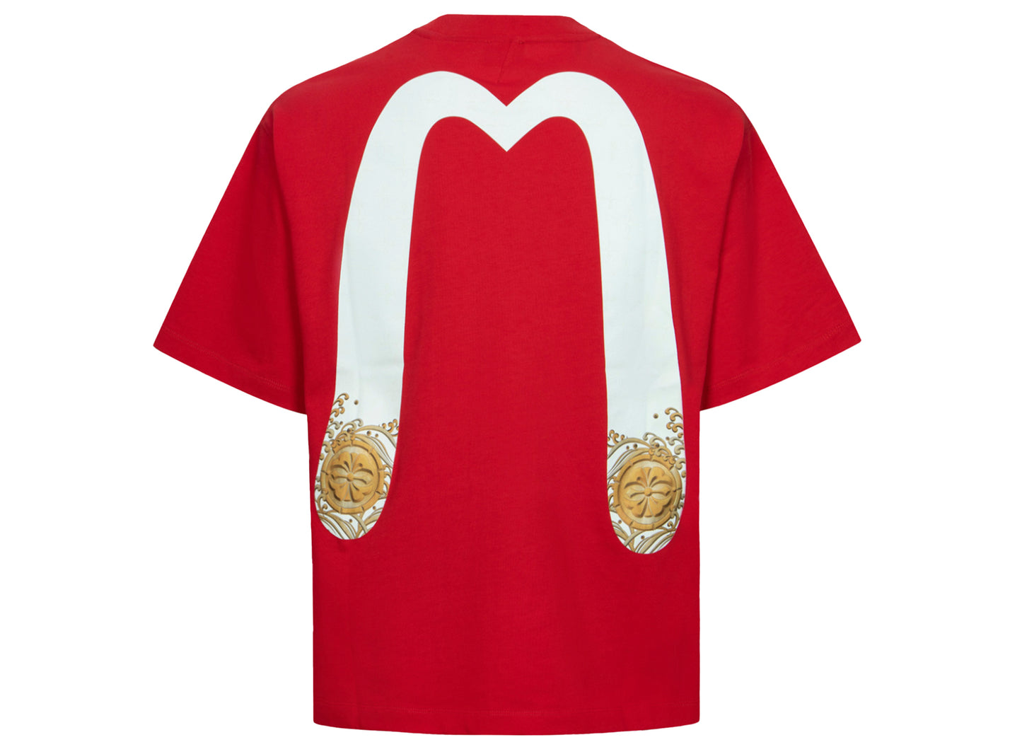 Camiseta de corte relajado Evisu Daicock y Kamon dorado en rojo