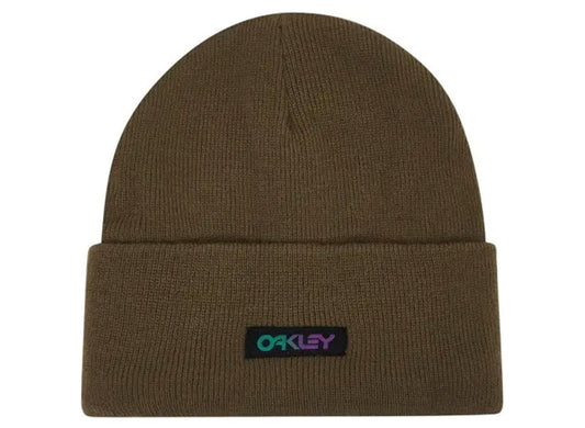 Oakley B1B Gradient Patch Beanie in Army Green, men's green knit beanie