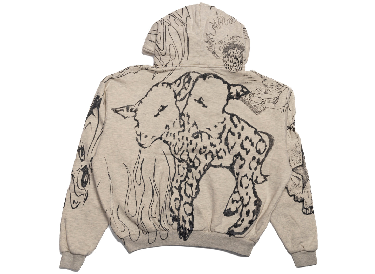 Hellstar Graffitti Zip-Up Hoodie in Grey, men's cotton zip-front hoodie with graphic, view 3