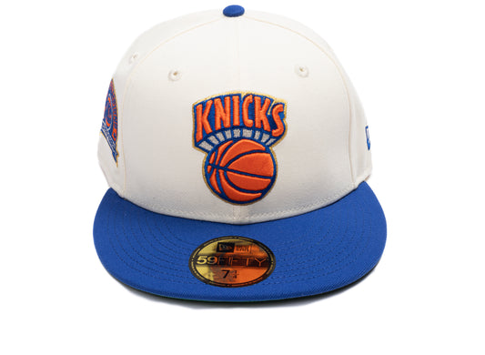 New Era New York Knicks 3X Champions 59Fifty Fitted Hat in Charcoal / Majestic Blue