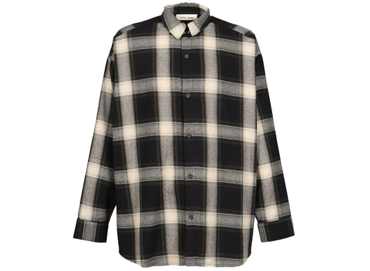 Fear of God Essentials Button Up Shirt in Iron Grey Plaid, men's shirt