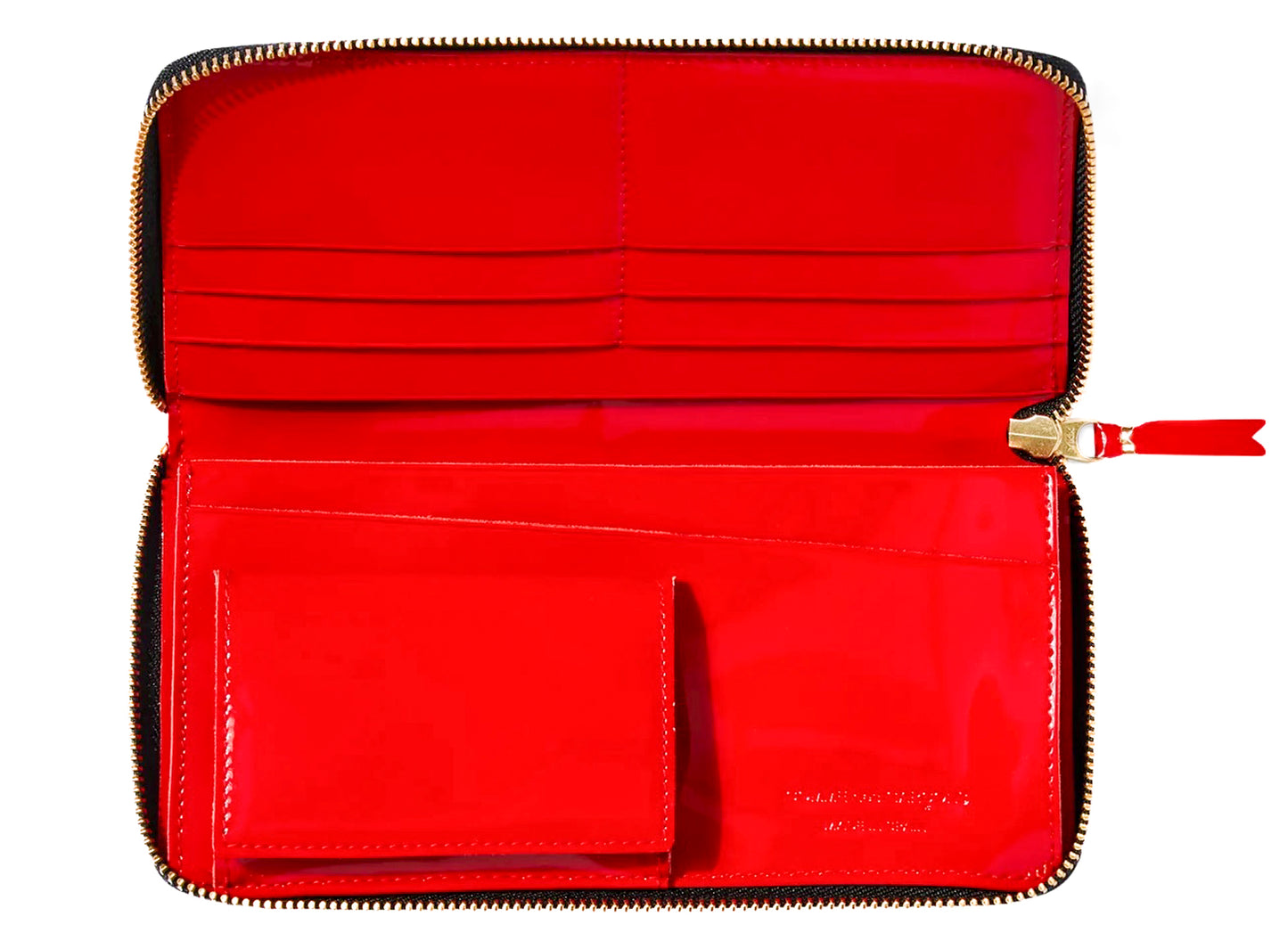 Cartera Comme des Garçons con dobladillo invertido en rojo