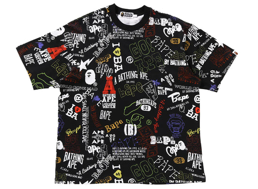 Camiseta A Bathing Ape de ajuste relajado con estampado dibujado a mano en negro