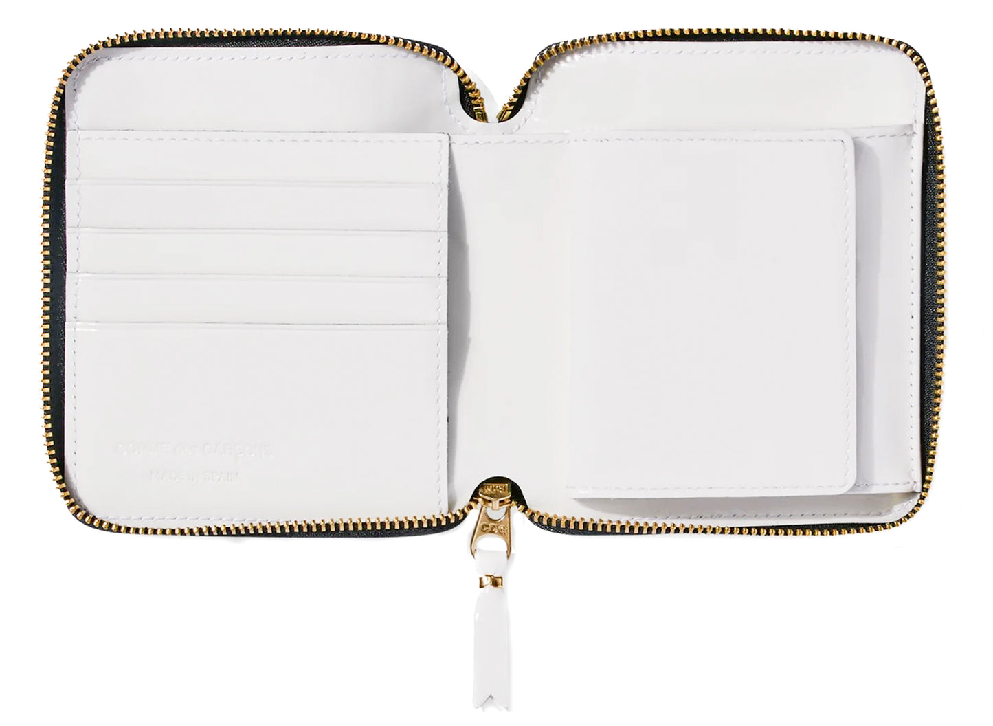 Monedero Comme des Garçon Reversed Hem con cremallera completa en blanco