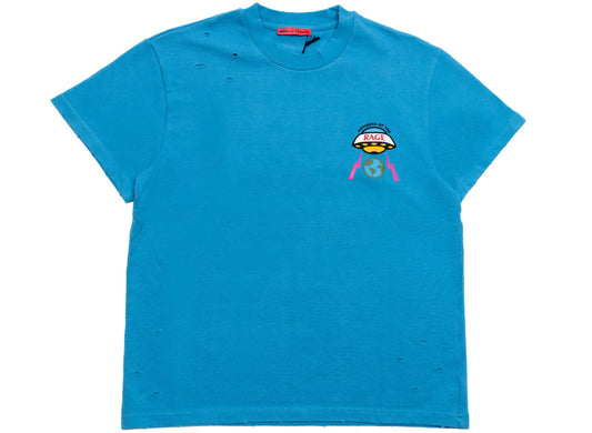 Members Of The Rage Distressed Small Logo T-Shirt in Türkis