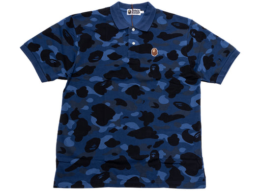 A Bathing Ape Color Camo Large Ape Head Relaxed Fit Poloshirt in Marineblau