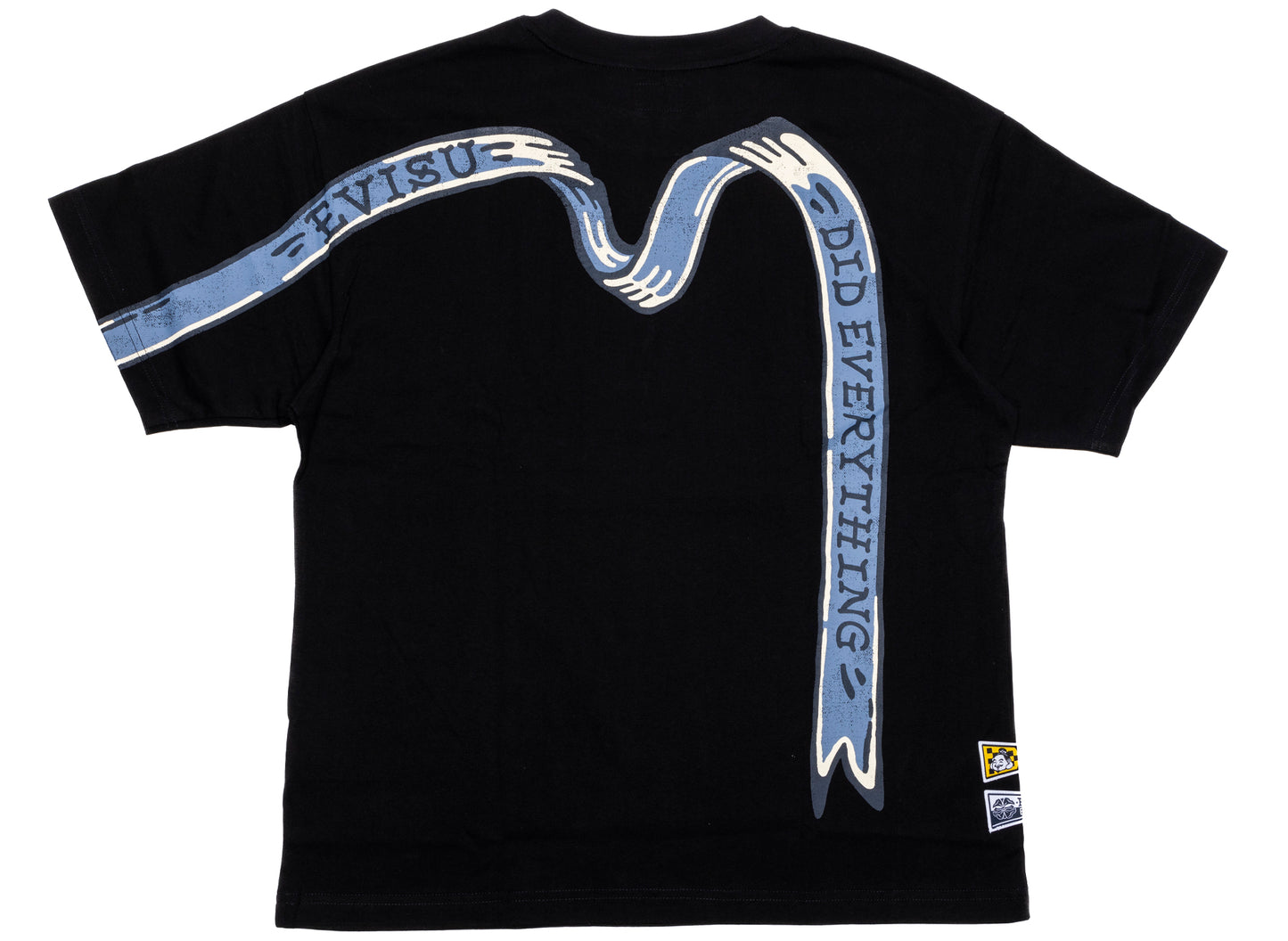 Camiseta de punto Evisu Did Everything en negro/azul