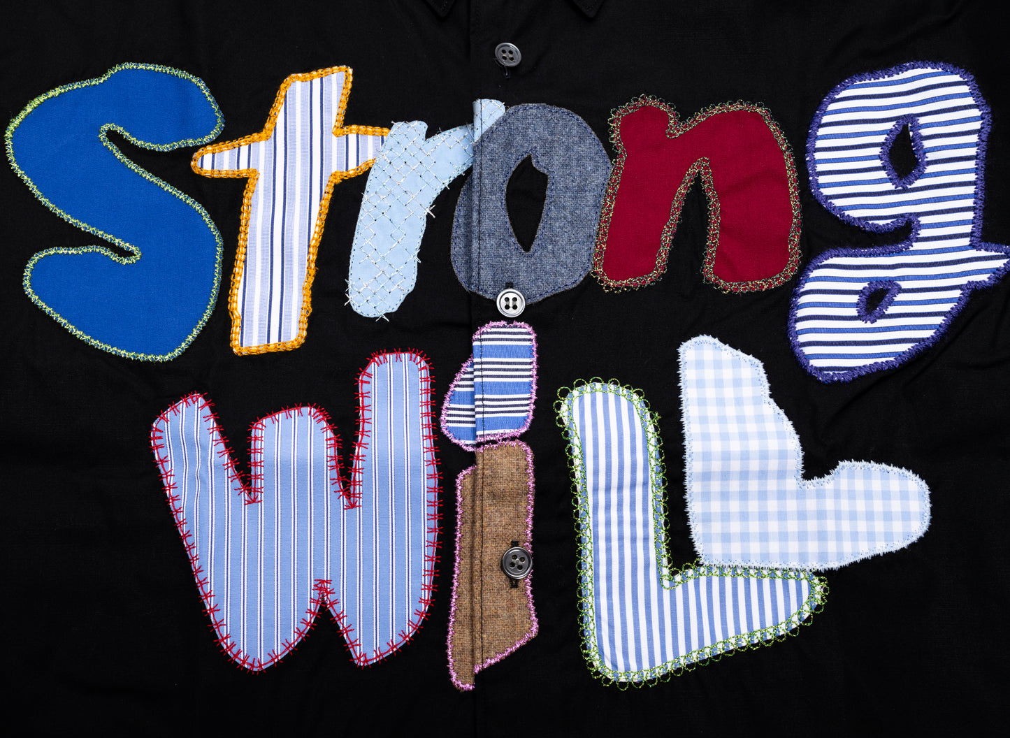 Comme des Garçons SHIRT Embroidered Strong Will Button-Up Shirt
