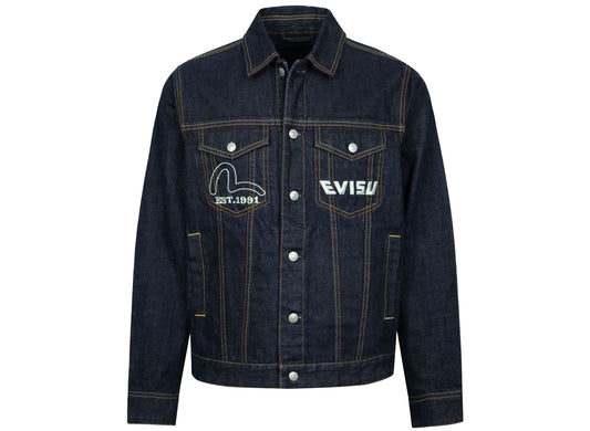 Chaqueta de mezclilla Evisu Monogram con estampado Daicock