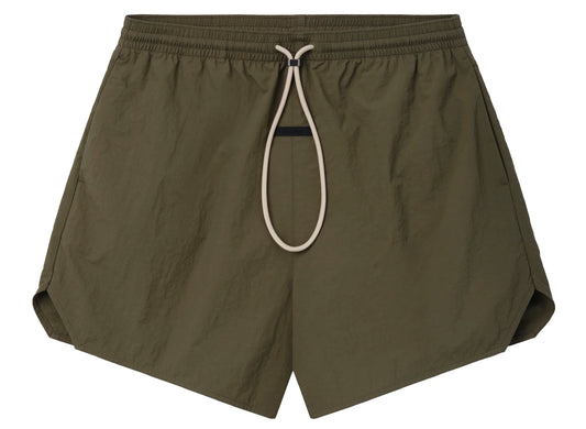 Fear of God Essentials Swim Short in Moss, men's swimwear shorts