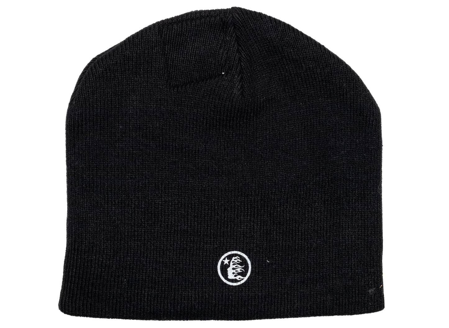 Hellstar Tattoo Logo Beanie in Black, unisex cotton knit cap with graphic artwork, view 2