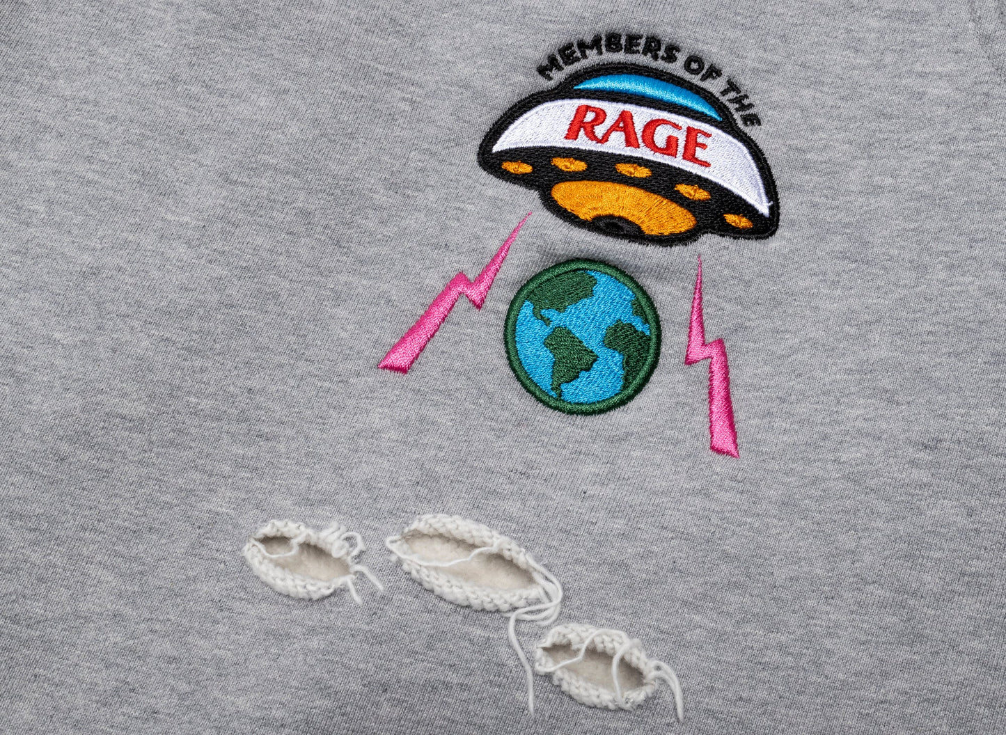 Members Of The Rage Distressed Small Logo Sweatpants in Heather Grey