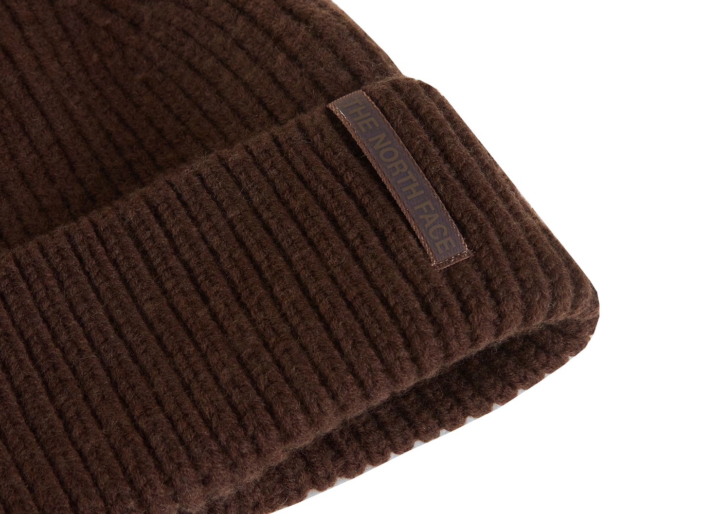 The North Face Wool Blend Beanie in Dark Chestnut, unisex knit beanie, view 2