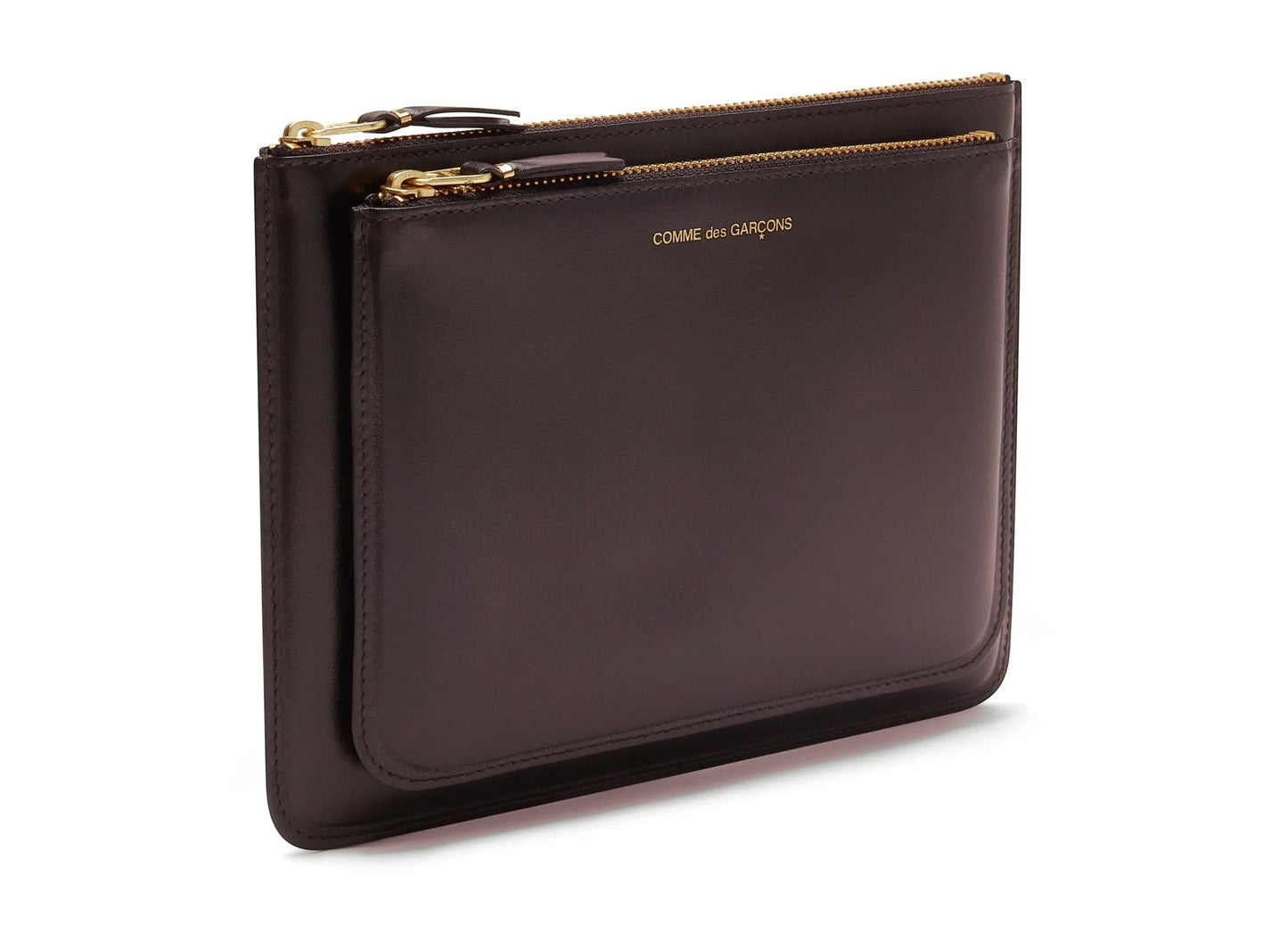 Bolsa de mano con cremallera y bolsillo exterior Comme des Garçons en marrón