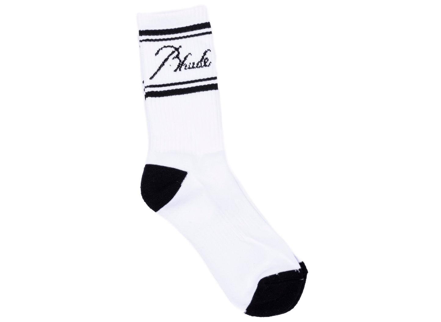 Rhude Contrast Script Logo Sock in White / Black