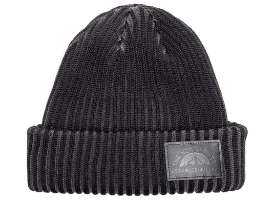 The North Face Salty Lined SE Beanie in TNF Black and Leather, unisex beanie