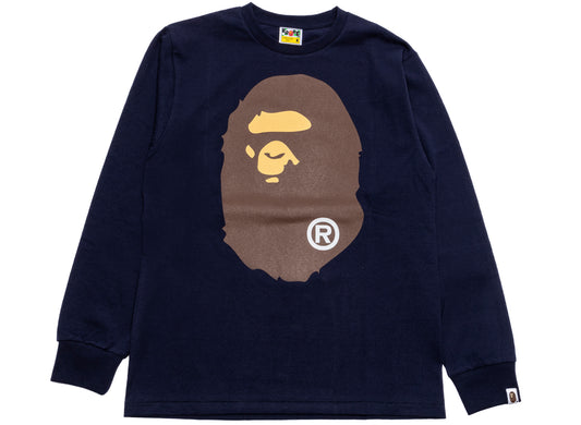 A Bathing Ape Big Ape Head Langarm-T-Shirt in Navy