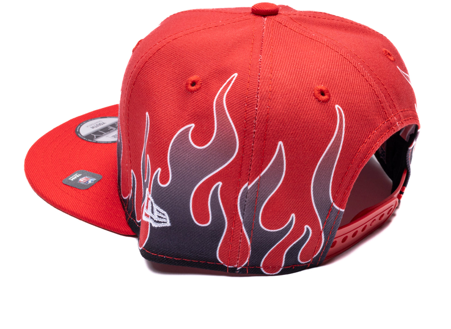 New Era Flames Kansas City Chiefs 9Fifty Hat in team colors, kids' snapback cap, view 2