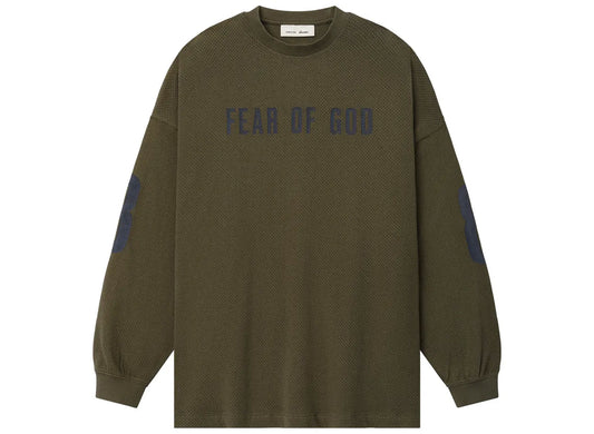 Fear of God Essentials Merch Long Sleeve Tee in Moss, men's t-shirt