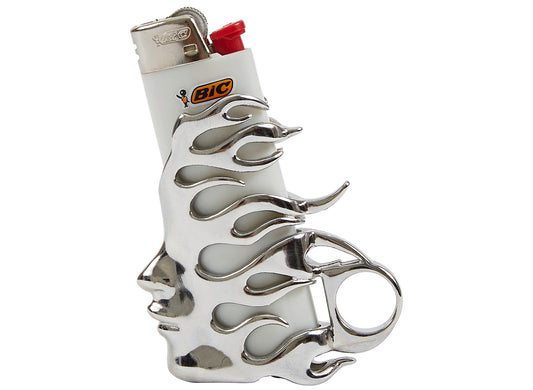 Hellstar Lighter Case in Silver, unisex polished silver-toned lighter accessory