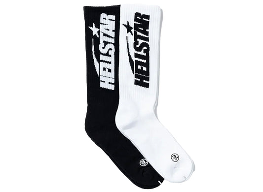 Hellstar Classic Socks 2-Pack in Black, men's cotton crew socks two-pair set