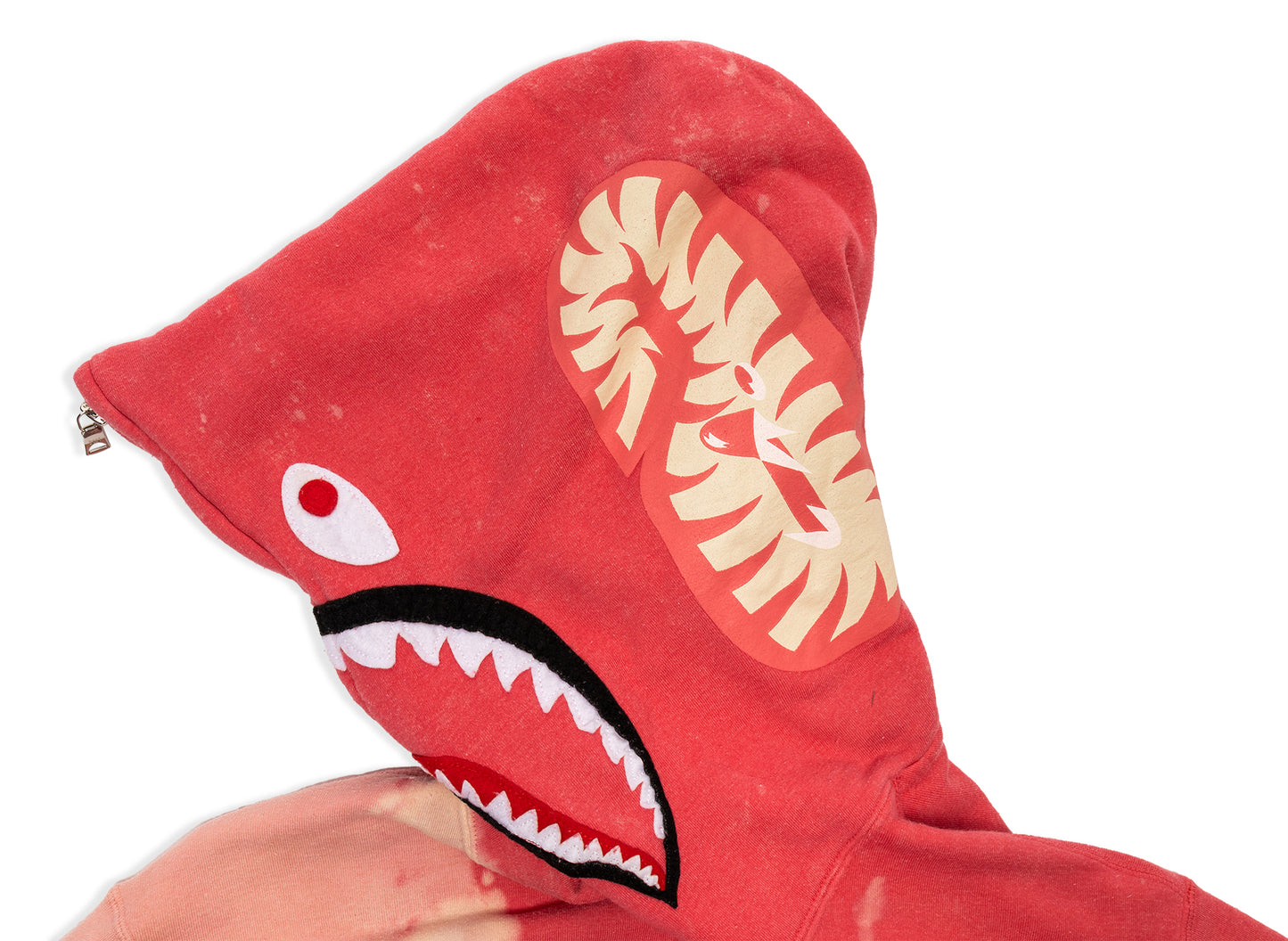 Sudadera con capucha y cremallera completa A Bathing Ape Hand Dye Shark en rojo