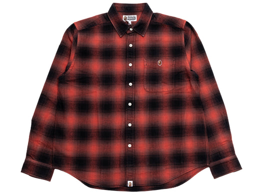 Camisa de manga larga A Bathing Ape One Point Ombre Check en rojo