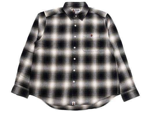 Camisa de manga larga A Bathing Ape One Point Ombre Check en marfil