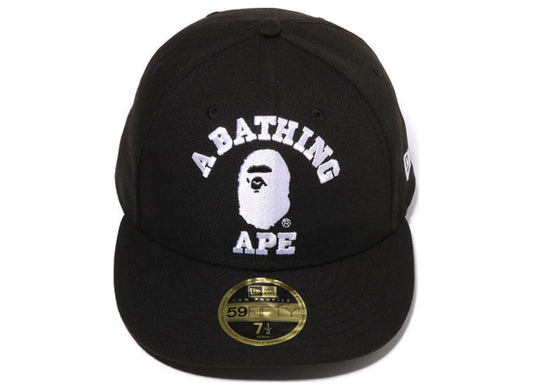 Bape College New Era 59Fifty Low Profile Mütze mit Cap Clip in Schwarz