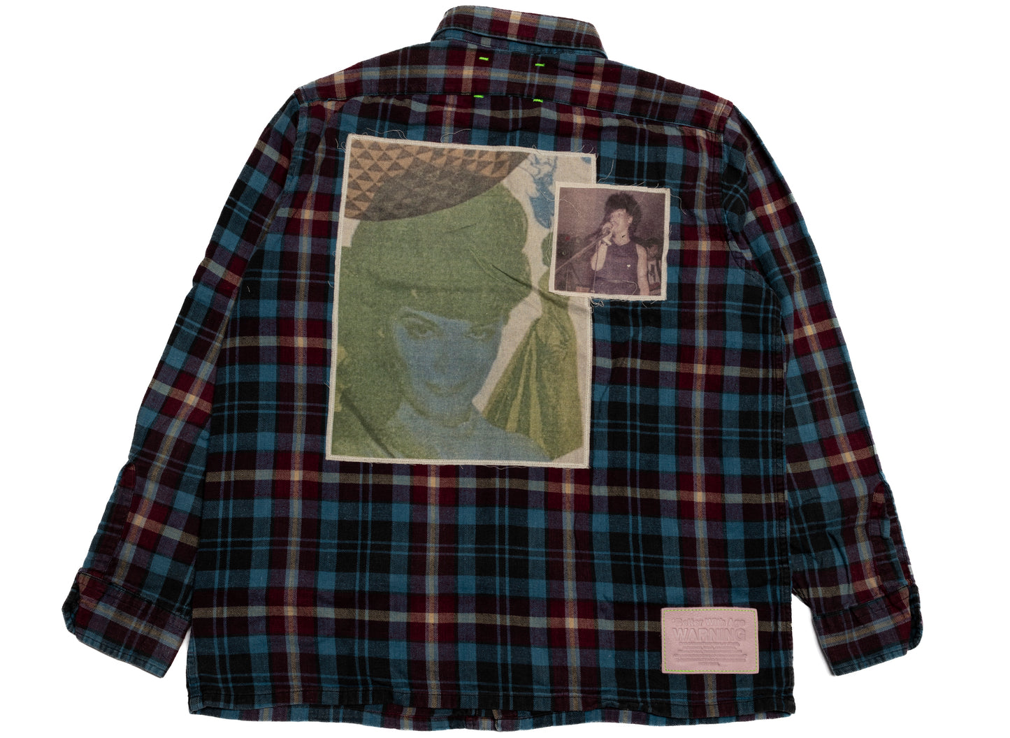 Better With Age Menage Flannel Shirt in multi-color, one-of-one handmade men's flannel shirt, view 3
