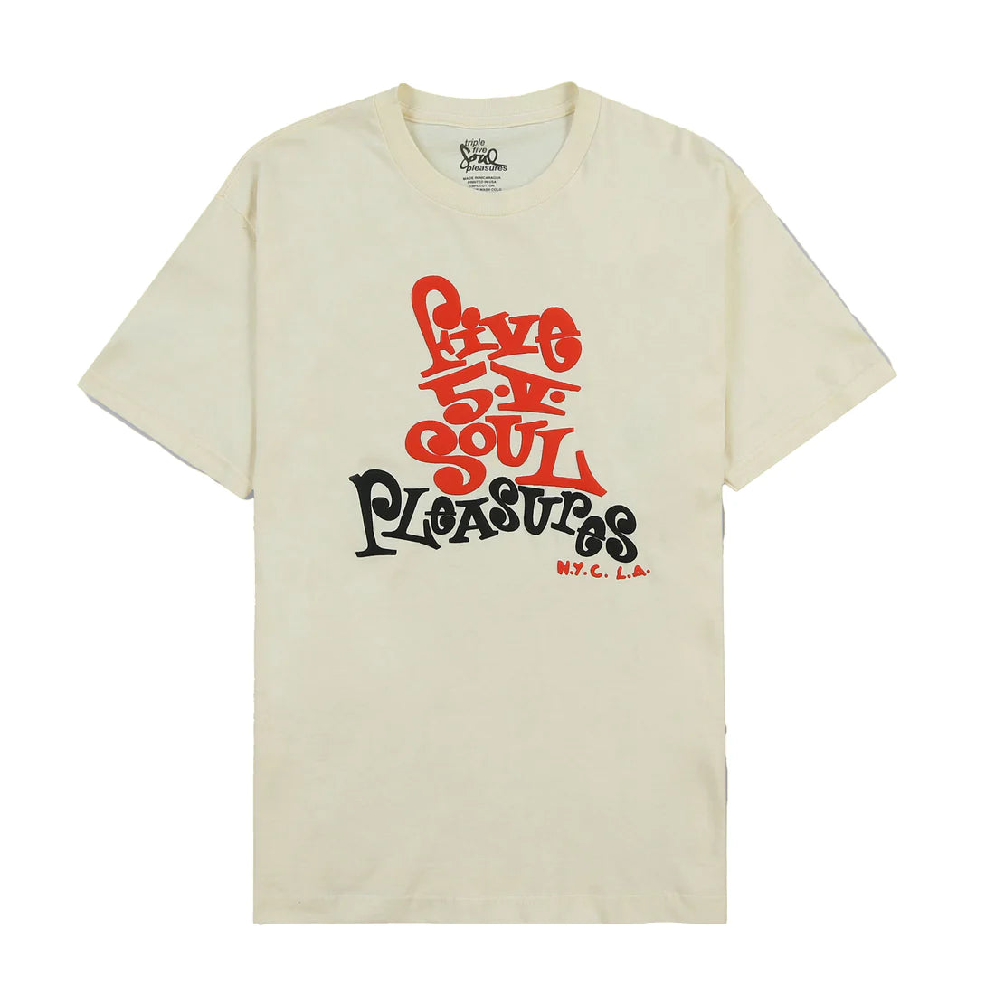 Camiseta Triple 5 Soul x Pleasures Five 5 en color crema