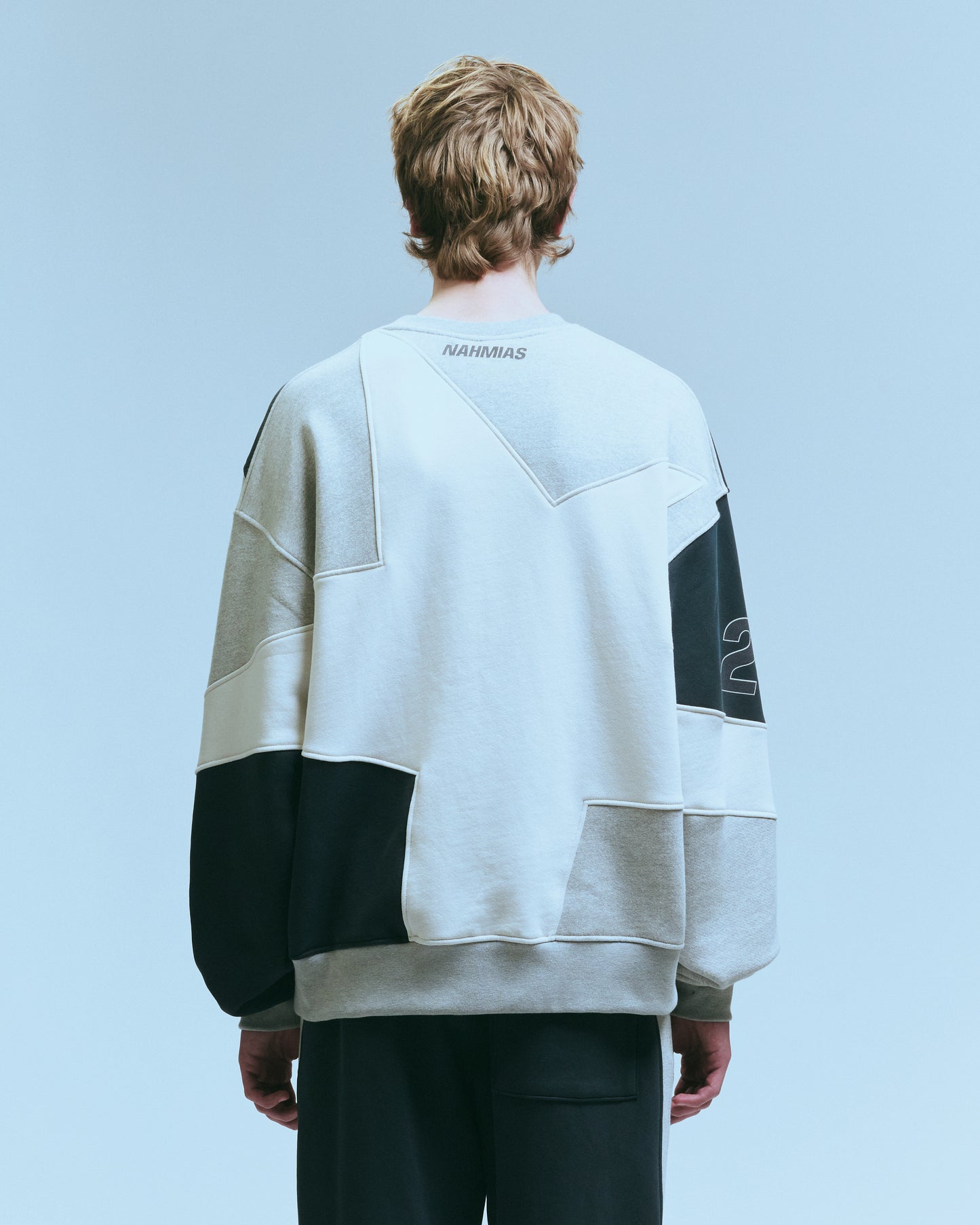 Nahmias MVP Crewneck in Grey Multi, men's grey crewneck sweatshirt, view 5