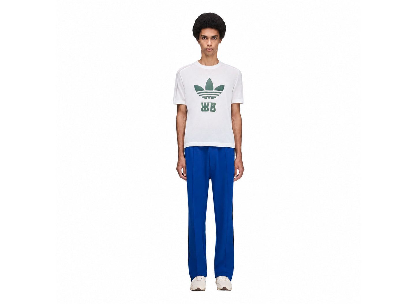 Adidas x Wales Bonner Drop-Crotch Track Pants in Collegiate Royal — model front view