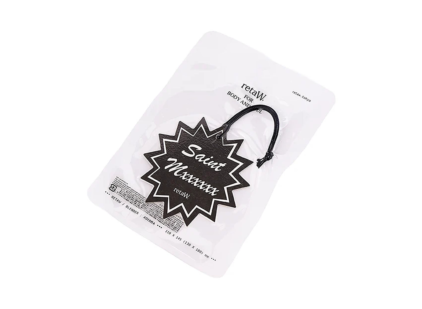Saint Michael x retaW Fragrance Car Tag in Black, hanging car air freshener