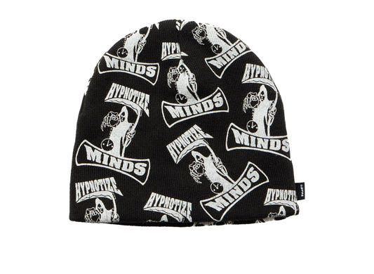 HUF x Three 6 Mafia Skull Beanie in Black, front view