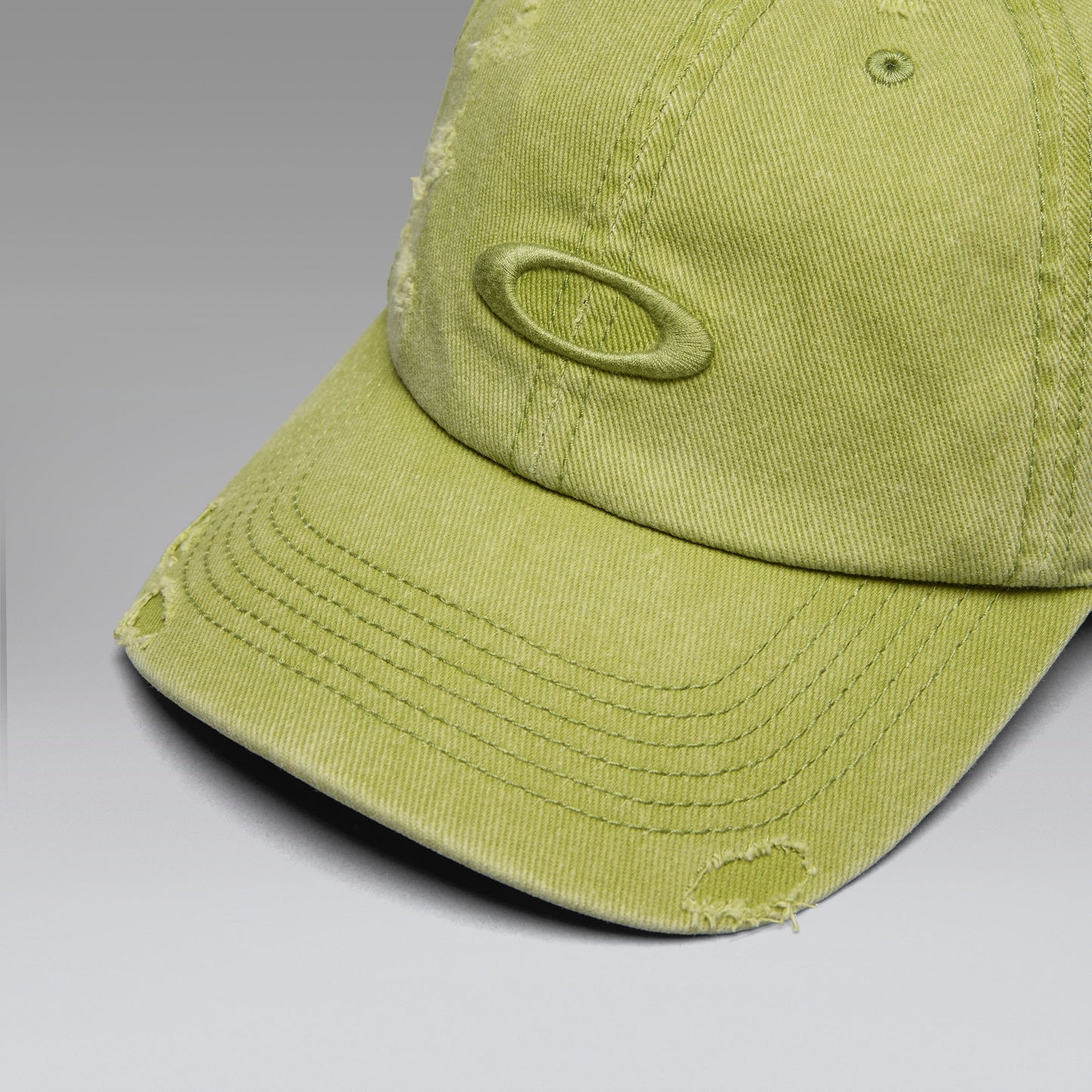 Oakley x '47 Reserve Distressed Cap in Cactus logo and brim detail