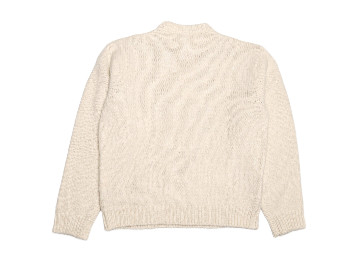 ERL Men's Text Sweater in Cream and Black, men's crewneck knit sweater, view 2