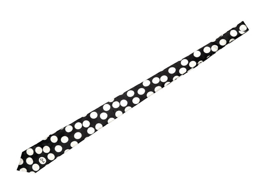 ERL Polka Dot Tie in White and Black, men's viscose necktie with allover pattern
