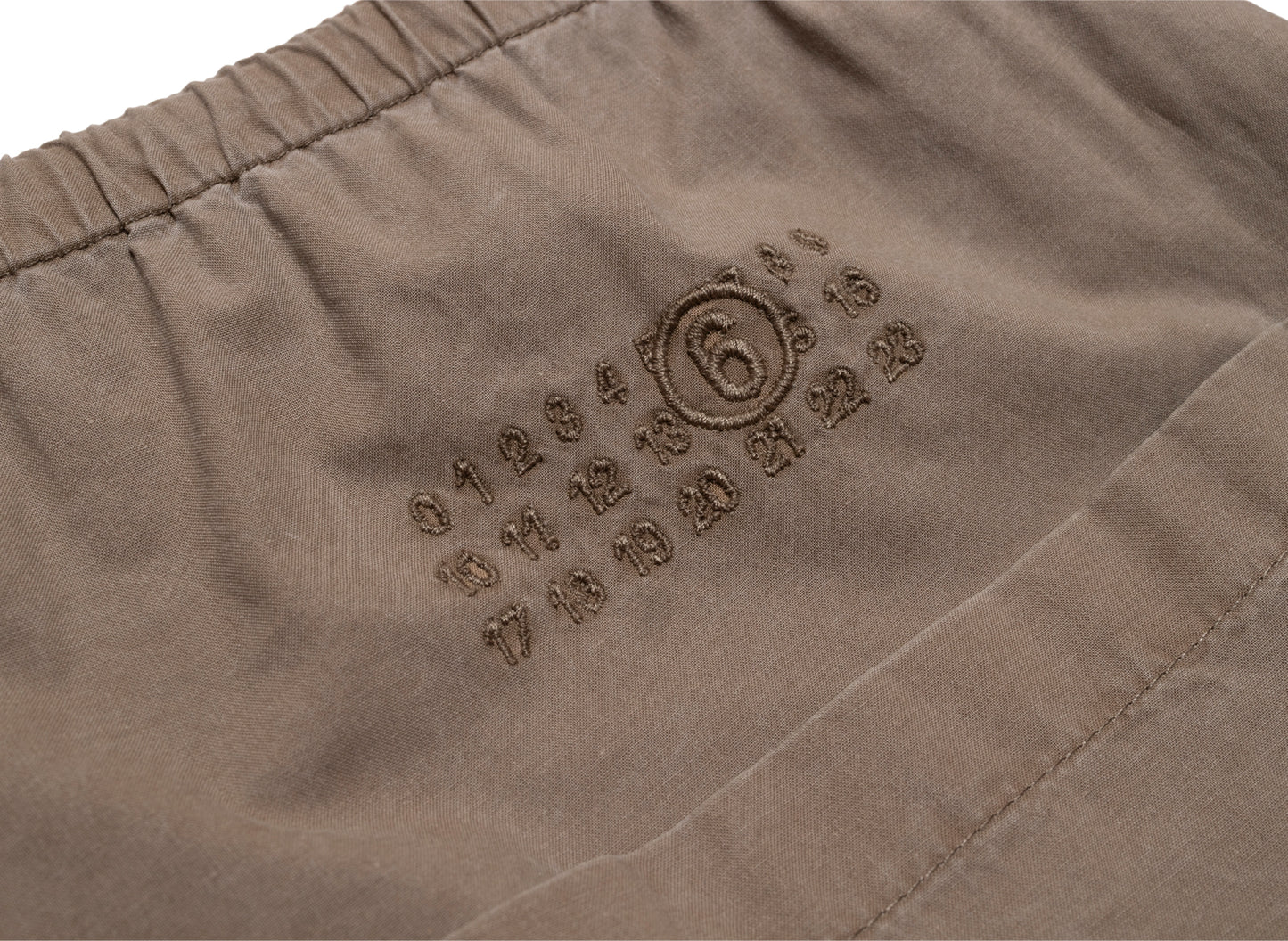 Maison Margiela MM6 Drawstring Washed Cotton Trousers in Brown
