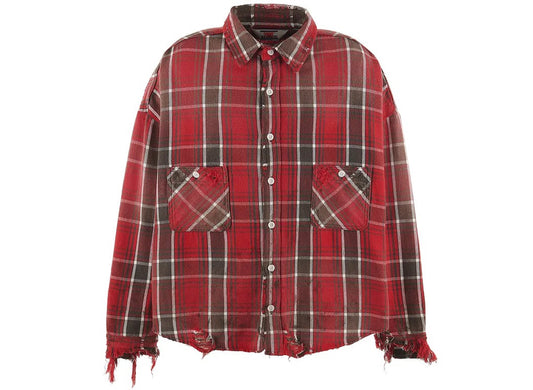Saint Michael Flannel Shirt in Red/Grey