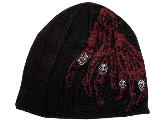 Thug Club TC Bone Cross Beanie in Black, front view