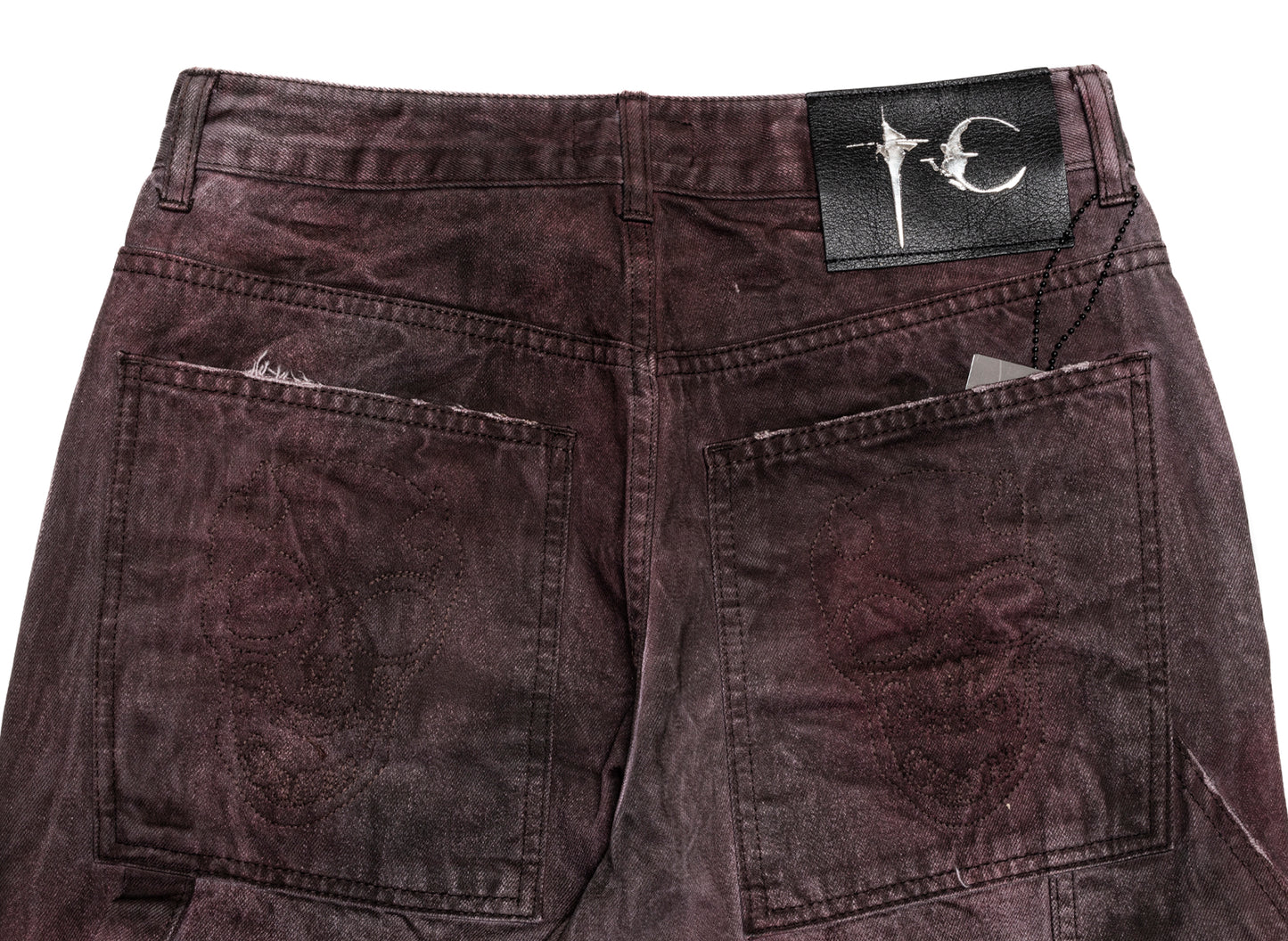 Thug Club Two Tone Washed Carpenter Pants in Grey, back pocket detail