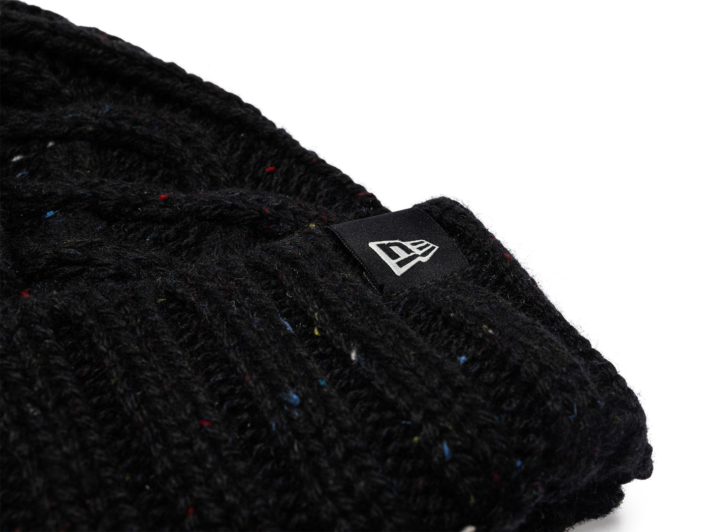 Gorro negro de punto trenzado moteado New Era