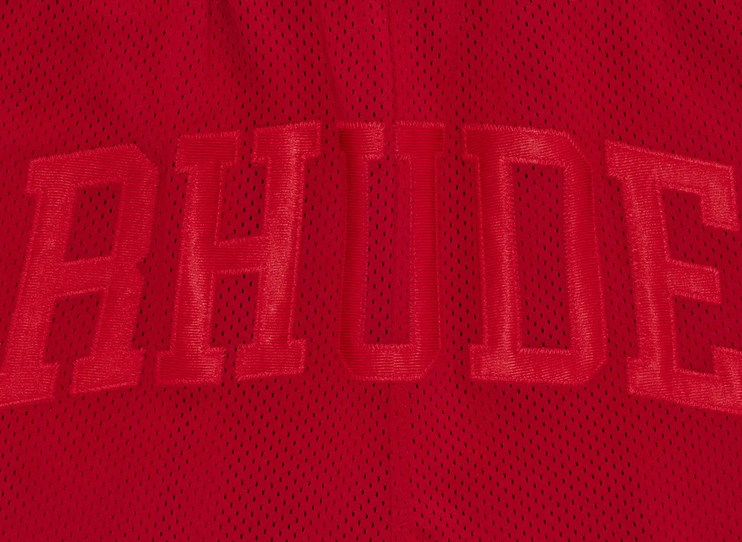 Rhude Baggy Mesh Collegiate Logo Shorts