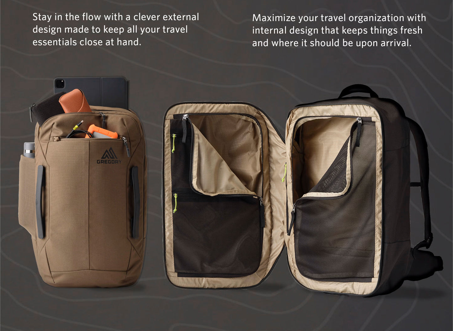 Gregory Border Carry On 40 in Black Lichen